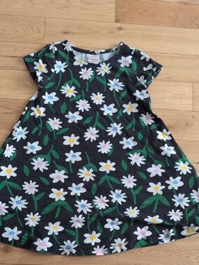 Hanna Andersson Black Floral Swing Dress with Multicolor Daisies